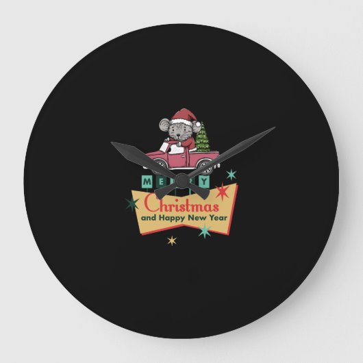 Merry Christmas and Happy New Year ラージ壁時計 (正面)