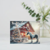 Merry Christmas and Happy New Year Horse and Barn ポストカード (スタンド正面)