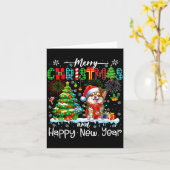 Merry Christmas And Happy New Year Santa Chihuahua カード (黄色い花)