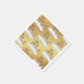 Merry Christmas and snowmen on faux gold スタンダードカクテルナプキン (角)
