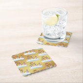 Merry Christmas and snowmen on faux gold ペーパーコースター (インサイチュ)