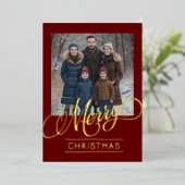 Merry Christmas and Your Photo 箔シーズンカード (立ち正面)