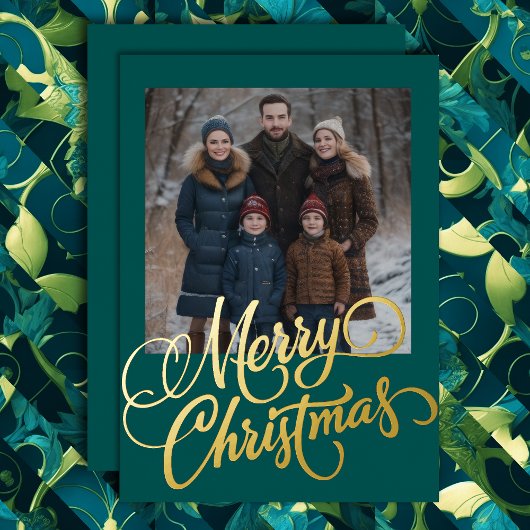 Merry Christmas and Your Photo 箔シーズンカード