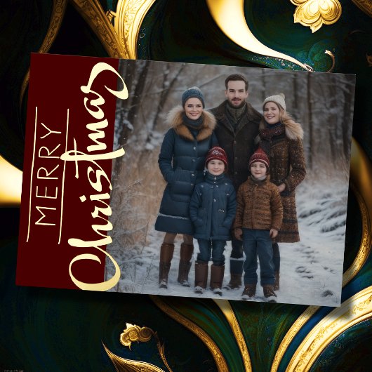Merry Christmas and Your Photo 箔シーズンカード