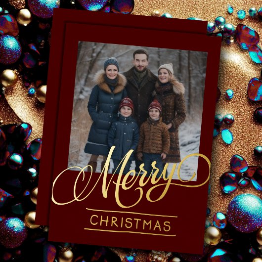 Merry Christmas and Your Photo 箔シーズンカード