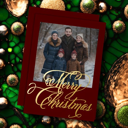 Merry Christmas and Your Photo 箔シーズンカード