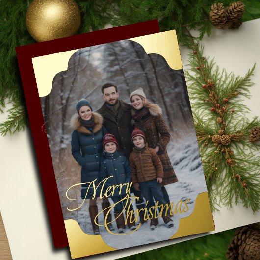 Merry Christmas and Your Photo 箔シーズンカード
