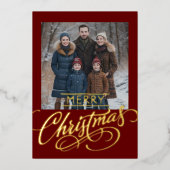 Merry Christmas and Your Photo 箔シーズンカード (正面)