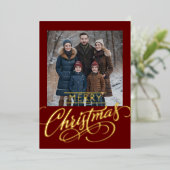Merry Christmas and Your Photo 箔シーズンカード (立ち正面)