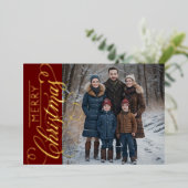 Merry Christmas and Your Photo 箔シーズンカード (立ち正面)