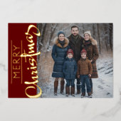 Merry Christmas and Your Photo 箔シーズンカード (正面)