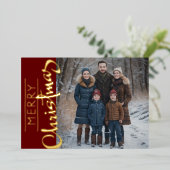 Merry Christmas and Your Photo 箔シーズンカード (立ち正面)