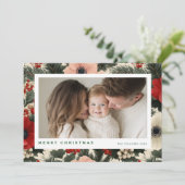 Merry Christmas Anemone Floral Background シーズンカード (スタンド正面)