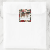 Merry Christmas Anemone Floral Background スクエアシール (バッグ)