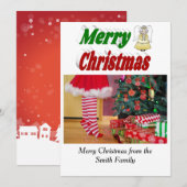 Merry Christmas Angel 文字 赤と緑のタイポグラフィー シーズンカード (正面/裏面)