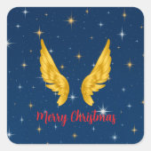 Merry Christmas Angel Wings スクエアシール (正面)