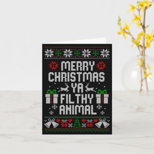 Merry Christmas Animal Filthy Ya Xmas Pajama Long  カード (黄色い花)