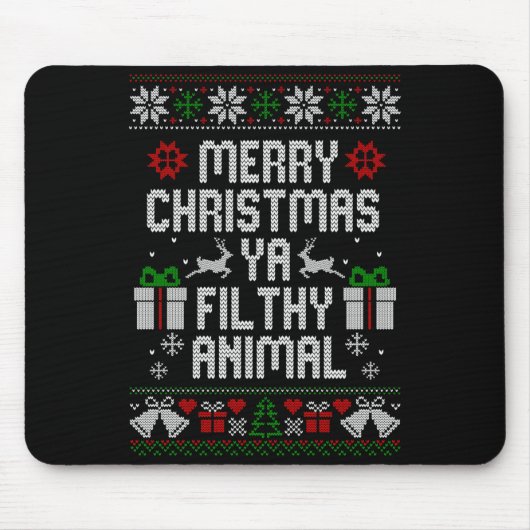 Merry Christmas Animal Filthy Ya Xmas Pajama Long  マウスパッド (正面)