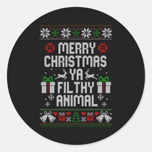 Merry Christmas Animal Filthy Ya Xmas Pajama Long  ラウンドシール (正面)