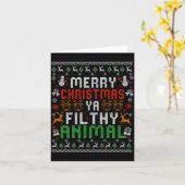 Merry Christmas Animal Filthy Ya Xmas Pajama Shirt カード (黄色い花)