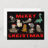 Merry Christmas Animals with Lights  ポストカード (正面/裏面)