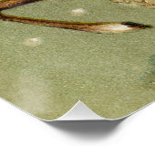 Merry Christmas, Antique Card, Santa and Reindeer ポスター (コーナー)