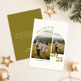 Merry Christmas Arch Family Two Photo Christmas シーズンカード