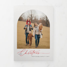 Merry Christmas Arch Multi Photo Gallery Family 三つ折りカード