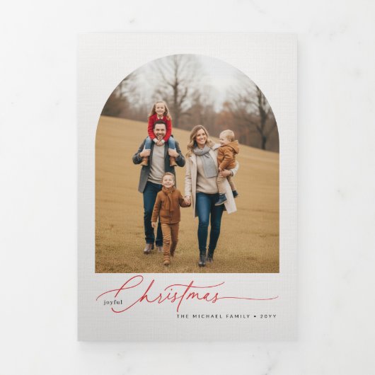 Merry Christmas Arch Multi Photo Gallery Family 三つ折りカード (カバー)