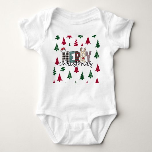 “MERRY Christmas” Baby Bodysuit ベビーボディスーツ (正面)