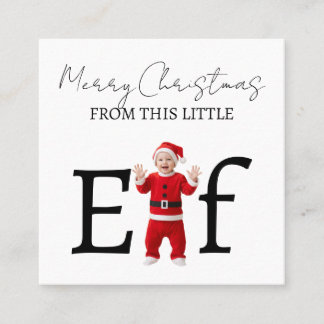 Merry Christmas Baby Elf Holiday Greeting Card スクエア名刺