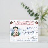 Merry Christmas Baby Greeting from Pediatrician シーズンポストカード (スタンド正面)