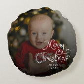 Merry Christmas Baby Photo ラウンドクッション (裏面)