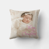 Merry Christmas Baby Photo Pink クッション (裏面)