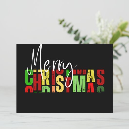 Merry christmas balck colorful Flat Card (スタンド正面)