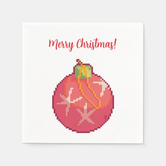 Merry Christmas Ball, Pixelart  スタンダードカクテルナプキン (正面)
