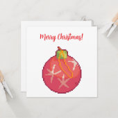 Merry Christmas Ball, Pixelart, Pixel Art  カード (正面/裏面インサイチュ)