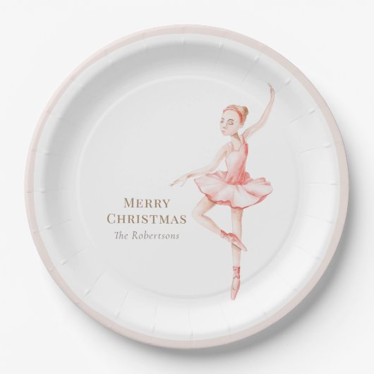 Merry Christmas Ballerina Paper Plate ペーパープレート (正面)