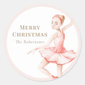 Merry Christmas Ballerina Sticker ラウンドシール (正面)