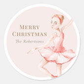 Merry Christmas Ballerina Sticker ラウンドシール (正面)