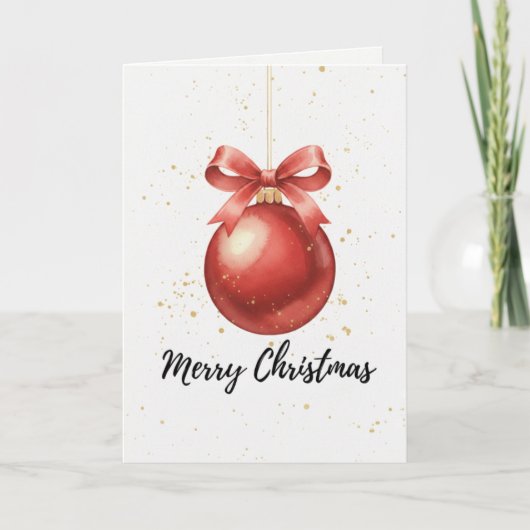 Merry Christmas Bauble Card Red Ornament カード (正面)