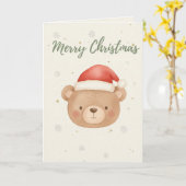 Merry Christmas Bear card カード (黄色い花)