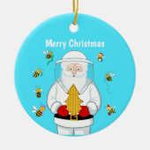 Merry Christmas Beekeeper Apiary Santa with Bees セラミックオーナメント (正面)