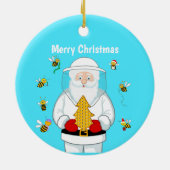 Merry Christmas Beekeeper Apiary Santa with Bees セラミックオーナメント (裏面)