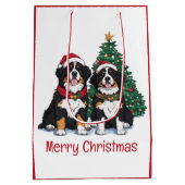 Merry Christmas Bernese Mountain Dogs ミディアムペーパーバッグ (裏面)