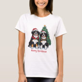 Merry Christmas Bernese Mountain Dogs Tシャツ (正面)