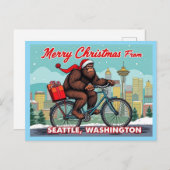 Merry Christmas Bigfoot From Seattle Washington シーズンポストカード (正面/裏面)