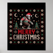Merry Christmas Bigfoot Funny Ugly Sweater Art  ポスター (正面)