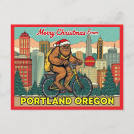 Merry Christmas Bigfoot Portland Oregon シーズンポストカード