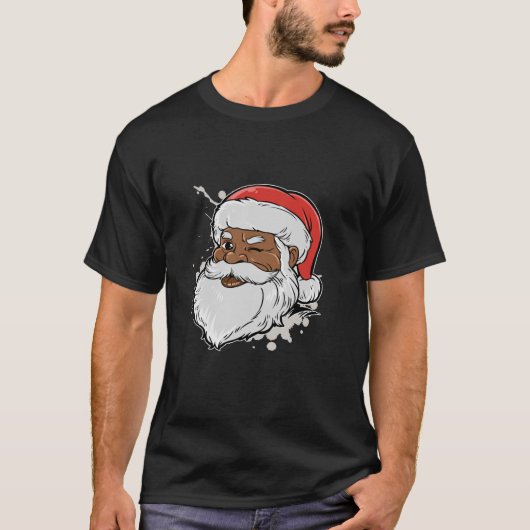 Merry Christmas Black African American Santa Gift  Tシャツ (正面)